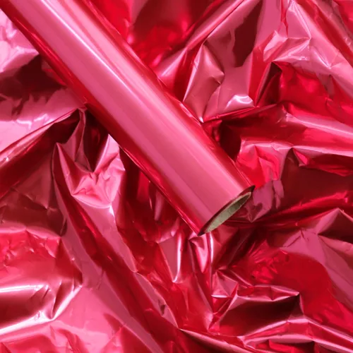 Rollo de papel de envoltura de regalo de película metálica roja de color liso, para bodas, cumpleaños, Navidad, Día de la Madre, Año Nuevo, baby
