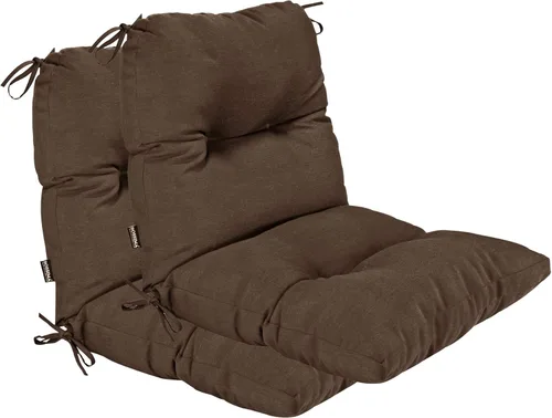 Miniatura 17 de Cojines para sillas de exterior, resistentes a la decoloración, cojín copetudo de repuesto para silla de comedor de patio, juego de 2, respaldo Negro
