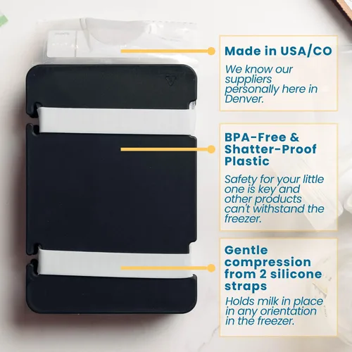 Miniatura 5 de Freeze It - Sistema de almacenamiento de leche materna plano, organizador que ahorra espacio para bolsas de almacenamiento de leche materna, Negro