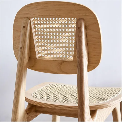 Miniatura 8 de sillas de comedor Silla de comedor de madera maciza para el hogar Simple Rattan Respaldo Taburete Hotel Maquillaje de madera Cocina moderna