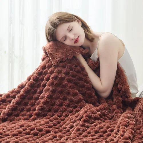 Miniatura 86 de NEWCOSPLAY Manta de Tiro Súper Suave Aqua Franela Sedosa Premium Forro Polar Jacquard Acanalado 3D Ligero Manta de Cama Uso en Todas las Estaciones