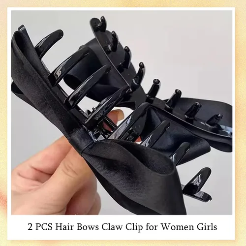 Miniatura 8 de Pinzas Premium para el Cabello para Mujeres: Pinzas de Garra con Lazo para Cabello Grueso y Delgado, Pinzas Grandes Antideslizantes con Lazo en Negro