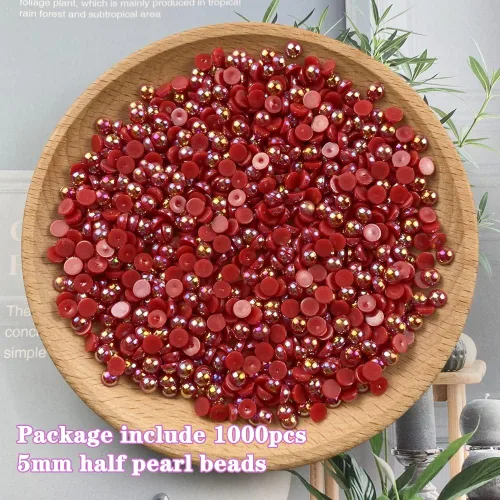 Miniatura 2 de 1000 piezas de cuentas de perla media de 5 mm cuentas de perla plana cuentas de perla redondas planas de plástico para manualidades, embellecimiento