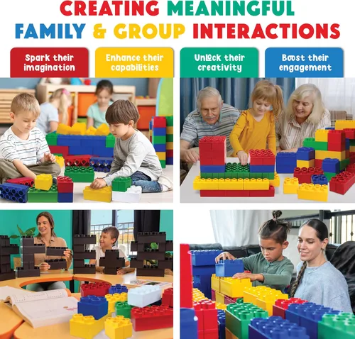 Miniatura 6 de BiggoBlocks Bloques de construcción grandes para niños de 3 a 8 años – Juego Mega de 288 piezas – Juguete STEM para interiores y exteriores