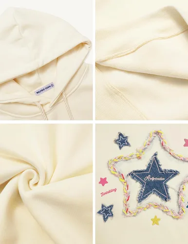 Miniatura 5 de Aelfric Eden Sudaderas con capucha de gran tamaño para mujer, con estampado de estrellas, de vellón, unisex, con bolsillo