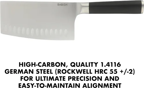Miniatura 4 de Babish - Cuchillo de navaja forjado de 6.5 pulgadas – Cuchillo de cocina de acero alemán de alto carbono 1.4116 de espiga completa para cortar