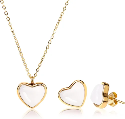 Temoto Valentines Day Girlfriend Gifts Necklace - Gold Carnelian Crystal Heart Necklace for Women Teen Girls Love Gifts for Her