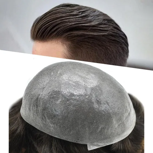 Miniatura 65 de Super Thin Skin Mens Toupee 0.001 in - Sistema de cabello de piel ultrafina para hombres, cabello humano negro, marrón, rubio, gris, peluca