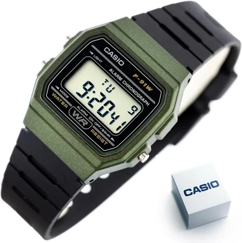 Miniatura 23 de Casio Serie F91W Reloj digital Resistente al agua Luz LED Cronómetro 1/100 SEC Mantenimiento de tiempo regular