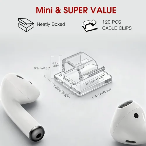 Miniatura 2 de Latoxcaa 120 clips adhesivos resistentes para cables, organizador de cables transparente sin rastro y soportes de cables para pared, escritorio
