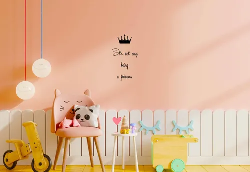 Wall Decals Vinyl Decal Sticker Girl Quote It's Not Easy Being a Princess Crown Home Interior Art Mural Kids Nursery Baby Room Decor KT19 (40in x