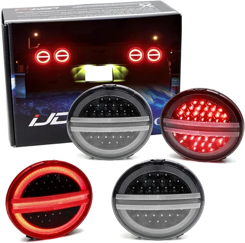 iJDMTOY Juego de 4 piezas de lentes transparentes con interior negro europeo completo LED Halo Vette conjunto de lámparas traseras con arnés de