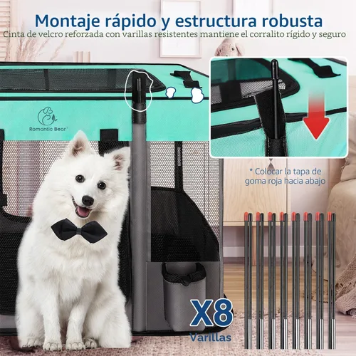 Miniatura 4 de Corralito para perros de 40 x 32 x 24 pulgadas, corralito plegable para cachorros y gatos, jaula portátil para hacer ejercicio, cubierta de sombra