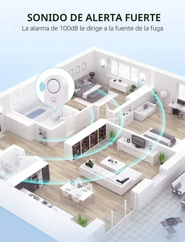Miniatura 7 de Govee - Paquete de 3 sensores WiFi de agua, detector de fugas de 100 dB, alarma ajustable y alertas en aplicación, alerta de fugas y goteo por