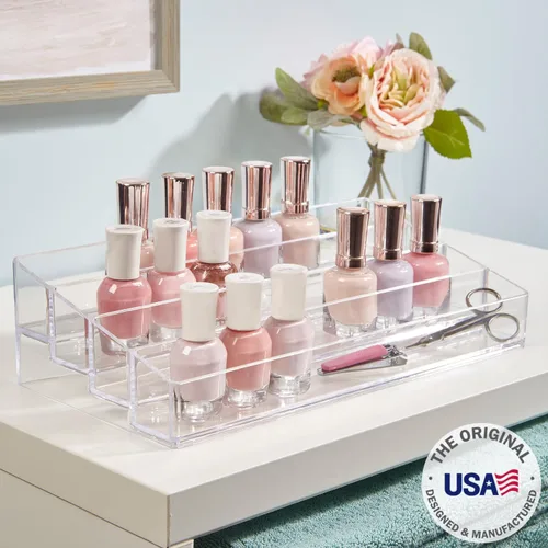 Miniatura 2 de STORi Organizador de tocador de plástico transparente de varios niveles Soporte rectangular de 4 niveles para maquillaje, paletas de sombras