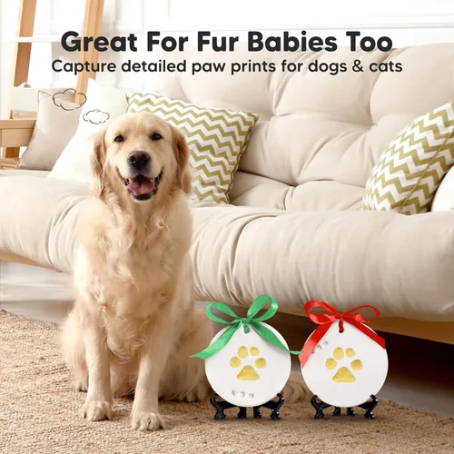 Miniatura 6 de Kit de huellas de manos y pies para bebés niñas y niños - Kit de adorno personalizado para la primera Navidad del bebé, regalos de Navidad