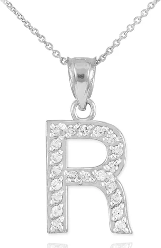 Miniatura 35 de Claddagh Gold . Collar con colgante de letra inicial de plata de ley 925 con circonita cúbica - Elección de tamaños