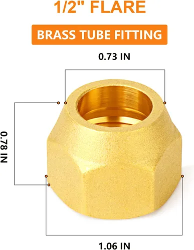 Miniatura 4 de GASHER 10 piezas de conector de tubo con abocinamiento SAE de latón, conector de tuerca de 1/2 pulgada para aire acondicionado, extensión de cobre