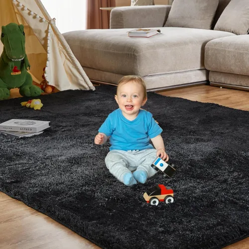 Miniatura 3 de Alfombra de área grande de 8x10 pies, alfombra shag esponjosa para dormitorio, alfombras suaves para guardería, alfombras peludas para habitación