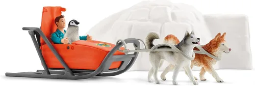 Miniatura 12 de schleich Wild Life - Juego de 19 piezas de expedición antártica con figuras de guardabosques, perros Husky y pingüinos - Juego de safari de nieve