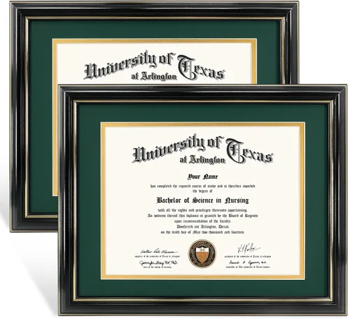Miniatura 49 de GraduationMall Marco de diploma de certificado de 8.5 x 11, madera maciza y vidrio templado, acabado negro con ribete dorado