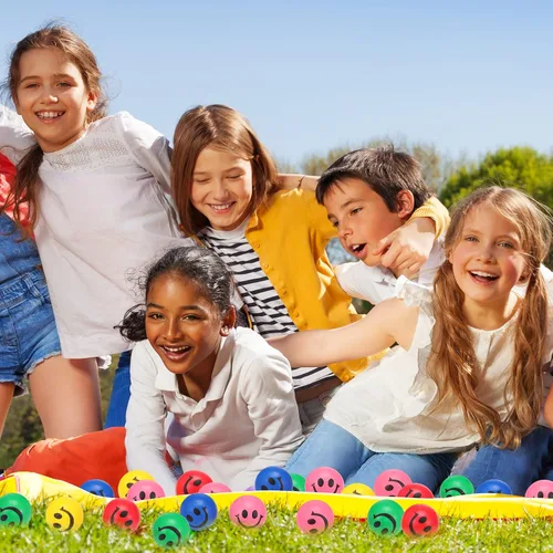 Miniatura 5 de Skylety 100 piezas de mini bolas de estrés con cara sonriente divertida Stresbe Happy Foam suave de colores para adultos, bolas de alivio