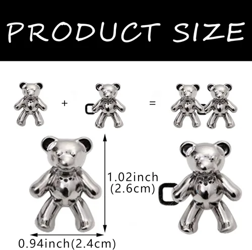 Miniatura 2 de 8 pares de bonitos botones de oso para ropa, pantalones, sin costura, cintura desmontable, ajuste corporal, hebillas de apriete, accesorios de ropa