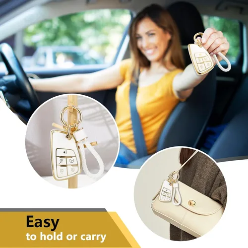 Miniatura 4 de Funda para llavero Buick con llavero de cuerda trenzada de metal, funda suave mejorada para Avenir Envision Encore Chevy Suburban Tahoe GMC Yukon