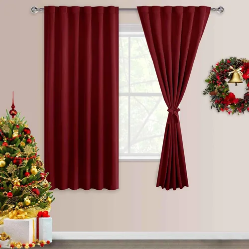 Miniatura 29 de DWCN Cortinas opacas con pestaña trasera para ventana - Cortinas opacas con bolsillo para barra para oscurecer la habitación para dormitorio/sala