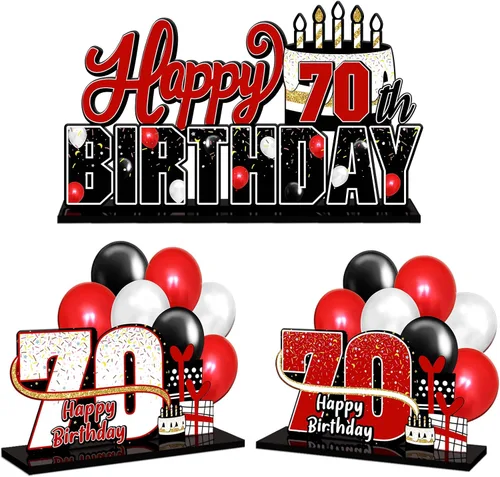 Miniatura 195 de LINGTEER Feliz 10º Cumpleaños Juego de Centros de Mesa de Acrílico Azul para Mesa - Brindemos por Diez Años Decoraciones de Regalo de Fiesta de 10º