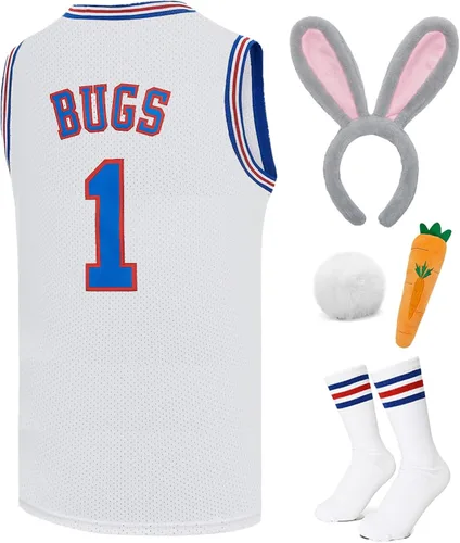 Camiseta de baloncesto para hombre #10 Lola#1 Bugs Halloween Costumes Space 90S camiseta de película blancorojonegro XS-XXL