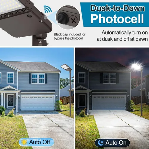 Miniatura 3 de Luz LED de estacionamiento de 300 W con fotocélula del atardecer al amanecer, luces LED de poste para exteriores con zapatillas, 45000 lm, 150 lm/W