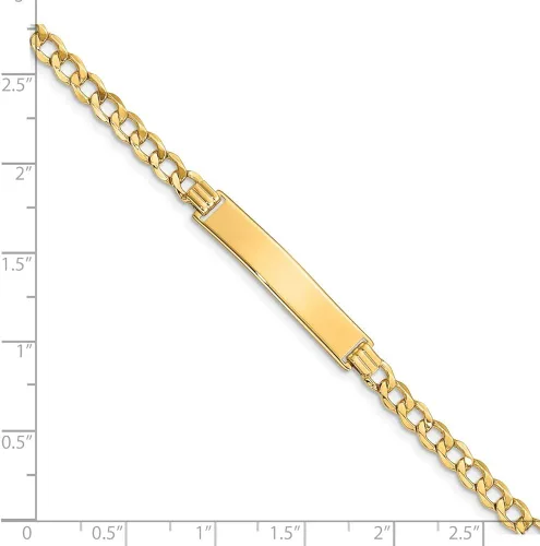 Miniatura 2 de Pulsera de identificación de eslabones cubanos de oro amarillo de 14 quilates con cierre de mosquetón seguro, Oro