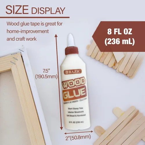 Miniatura 2 de BAZIC Products Pegamento para madera, 8 onzas líquidas (8.0 fl oz), adhesivo de unión súper fuerte de color natural, para carpintería de madera