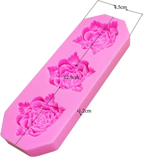 Miniatura 5 de Tvoip Molde de silicona de flor de rosa, 2 piezas, molde de fondant, herramientas de decoración de pasteles, molde de chocolate, para hornear
