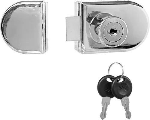 Miniatura 10 de Aleación de zinc sin taladro Cerradura de puerta de vidrio Cerradura de puerta doble Pantalla de gabinete 2 llaves para vidrio de 0.21-0.31