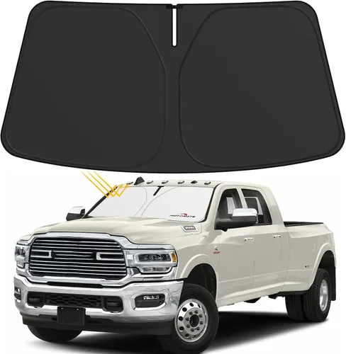 Parasol para parabrisas de automóvil – Motomate personalizado para Dodge Ram 2500 3500 2010-2023 [4 capas de nanorrecubrimiento] visera plegable