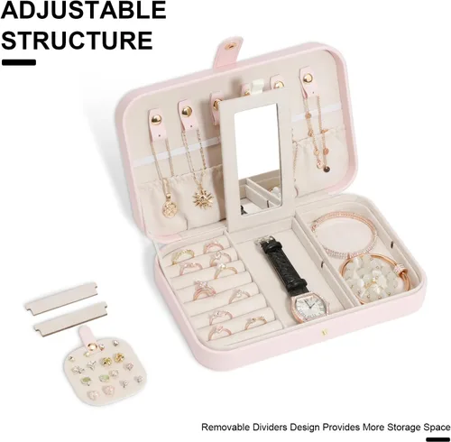 Miniatura 3 de V-LAFUY Organizador de viaje de joyería, joyero de viaje, organizador de joyas de viaje, cajas de joyería de viaje para mujeres, joyero portátil