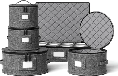 Contenedores de almacenamiento de porcelana Caja de carcasa dura para trasladar platos, vasos y copas, vajilla, tazas, platillos Organizador
