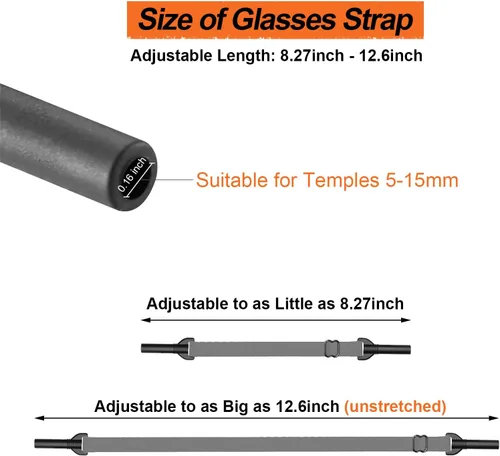 Miniatura 3 de Correa ajustable para lentes, soportes deportivos para lentes de sol alrededor del cuello, sin cola para hombres, niños 4gris