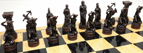 Miniatura 5 de Mitología griega Dioses pintado a mano juego de ajedrez W/17" Gloss Junta de almacenamiento