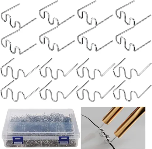 DLronwey Grapas de Soldadura de Plástico 1000 piezas, 2 Tipos de Grapas Calientes para Decoración, Reparación de Automóviles, Modelado