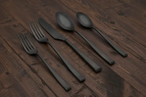 Miniatura 2 de CAMBRIDGE Silversmiths Marlise - Juego de cubiertos de satén negro de 20 piezas, servicio para 4