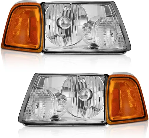 WEELMOTO para Ford Ranger 2001-2011 Conjunto de faros delanteros, juego de lámparas de repuesto para Ford Ranger 01-11 con carcasa cromada y