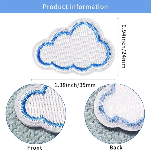 Miniatura 2 de 10 piezas de mini parches de nube para planchar para coser en pequeñas nubes, parches bordados para ropa, chaquetas, mochilas, pantalones, gorras