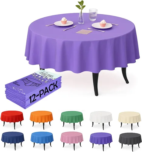 Miniatura 13 de Paquete de 12 manteles de plástico negro – Cubiertas de mesa desechables de 54 x 108 pulgadas para mesas rectangulares, resistentes y resistentes al