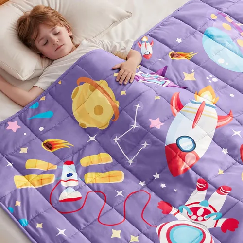 Miniatura 61 de anfie - Manta con peso para niños (40 x 60 pulgadas, 7 lb), manta refrescante para dormir, tamaño de manta ligera, transpirable, con cuentas de Gris