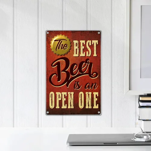 Miniatura 6 de The Best Beer Is An Open One - Letrero de metal para decoración de pared, retro, bar, pub, cocina, hombre, cueva, 8 x 12 pulgadas, arte de aluminio