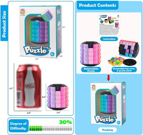 Miniatura 6 de R.Y.TOYS Juguete para ansiedad, rompecabezas de cubo mágico, rompecabezas de cerebro para adultos, juego de mano inquieto de lógica giratoria