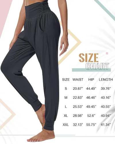 Miniatura 6 de Ficerd Paquete de 3 pantalones de descanso para mujer, cómodos pantalones deportivos de yoga con bolsillos de cintura alta, pantalones deportivos